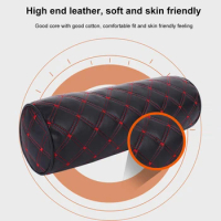 Car Seat Neck Pillow Headrest PU Leather Waist Protector Memory Foam Car Seat Lumbar Support Breathable Neck Rest Protector Soft