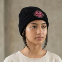 RAMONES PINK ROUND Topi Kupluk Rajut Motif Salur Beanie Hat Knit Paria Wanita Distro Tebal