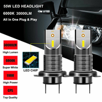2Pcs 30000LM 110W H7 H4หลอดไฟ LED ไฟหน้า Super Bright 9005 HB3 9006 HB4 H8 High Beam Fog Light ไฟ Led 6000K สีขาว