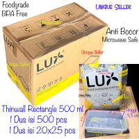 [1Dus] Thinwall Rectangle 500 ml LUX isi 500 pcs / Thinwall Kotak Makan Persegi Panjang 500ml Tebal 