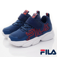 FILA斐樂頂級童鞋-避震電燈慢跑機能童鞋(黏帶閃燈FILA字樣)2-J428W-322藍(中小童段)