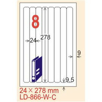 【龍德】LD-866(圓角) 雷射、影印專用標籤-紅銅板 24x278mm 20大張/包