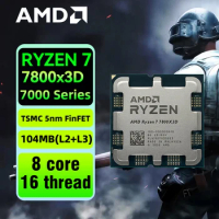AMD RYZEN 7 7800X3D CPU 8-Core 16-Thread R7 7800x3d Am5 Processor Tsmc 5NM 96M 120W TDP For B650M AORUS ELITE White Motherboard
