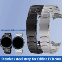 Stainless steel watch strap refined steel arc interface matte silver black watchband for CASIO Edifi