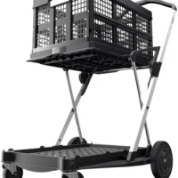 CLAX® The Original | Multi use Functional Collapsible carts | Mobile Folding Trolley | Shopping cart with Storage Crate (Black)