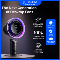 Jisulife Table Fan Pro3, 3-IN-1 Turbo Oscillating Fan with Air Purifier and Ambient Light,H11 HEPA F