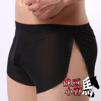 性感小野馬-男性平角內褲半透明蕾絲內褲性感透氣低腰薄紗(A4052)L-2XL