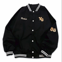 Jaket Baseball Big Size ( S - 6XL ) B LAKERS YQ 86 Jaket Varsity Bisbol Bomber FLeece Unisex Jacket 