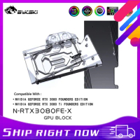 Bykski 3080 GPU Water Cooling Block For NVIDIA RTX3080 Founders Edition, Graphics Card Liquid Cooler System, N-RTX3080FE-X
