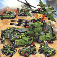 LC - 1000Pcs Mainan Brick Tank WW2 Pesawat Mainan Anak Laki Laki Assault Tank