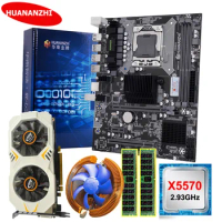 HUANANZHI X58 Motherboard Combo Video Card GTX750Ti 2G Xeon Processor X5570 2.93GHz with CPU Radiator (2*4G)8G DDR3 RECC Memory