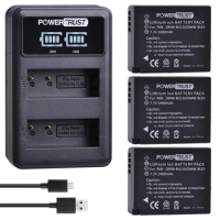 PowerTrust 3Pc DMW-BLG10 DMW-BLE9 BPDC15 Battery + LED Dual USB Charger for Panasonic LUMIX GF5 GF6 GX7 LX100 GX80 GX85