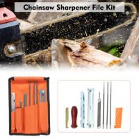 Chainsaw Sharpener File Kit Chainsaw Chain Sharpener Chain Parts Set Tool Pouch for Sharpening &amp; Filing All Chainsaws Blades