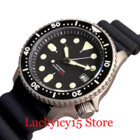 Tandorio Diver 20ATM NH35A Automatic Men Watch Titanium At 3.8 Sterile Dial Lume Black Chapter Ring Sapphire Glass Rubber Strap
