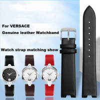 High quality Genuine leather watch strap is suitable for VERSACE SCI080016/SCI070016 female V-notch bracelet 18mm