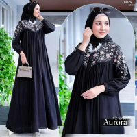 AURORA - Gamis Bordir kondangan Mewah ukuran S M L XL XXL XXXL 4XL terbaru kekinian terlaris Bahan c