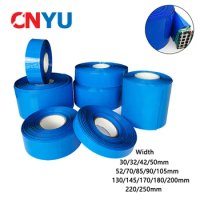 1M/Roll Width 30-250mm Blue 18650 Li-Battery PVC Heat Shrink Tube Pack Insulated Film Wrap Lithium Case Cable Sleeve