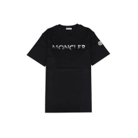 【MONCLER】亮片刺繡LOGO寬鬆圓領T恤(黑/女款)