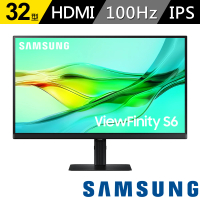 【SAMSUNG 三星】32型 2K ViewFinity S6 S32D606UAC 創作者專業螢幕(Type-C/90W/升降旋轉)
