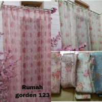 Gorden vitrase motif bunga shaby 4varian warna pink hijau ungu pink