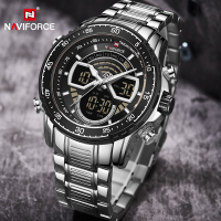 แบรนด์หรู NAVIFORCE แฟชั่นนาฬิกาสำหรับผู้ชายอนาล็อกนาฬิกาข้อมือดิจิตอลควอตซ์โครโนกราฟกันน้ำเหล็กวง R Eloj Hombre