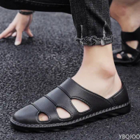Men's Sandals Light Slip-on Jelly Shoes Slippers Men Breathable Non-Slip Beach Soft Bottom Closed Toe Shoes Water Footwear Flats
