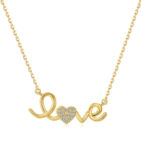 Kalung Perak Sterling S925 untuk Wanita Gaya Ins Liontin Huruf LOVE Elegan Perhiasan Leher Zircon