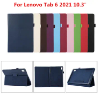 Tab 6 Case 2021 10.3inch for Lenovo Fold Stand Bracket Leather Cover for Lenovo Tab 6 2021 Tablet Magnetic Leather Funda +pen