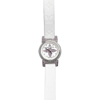 LV Louis Vuitton路易威登 Q151A經典Monogram花卉牛皮水鑽鑲飾女仕腕錶(白_展示品)