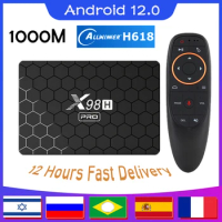 1000M Android 12 X98H Pro Smart TV Box 4G 64G Quad Core Set Top Box HD 4K AV1 2.4G 5G Dual Wifi6 BT5 Fast Media Player Fast Box