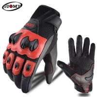 SUOMY Motorcycle Gloves Summer Sheepskin Breathable Full Finger Leather Touch Screen Outdoor Sport Protection Accessories