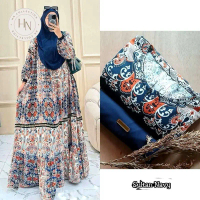 Gamis Abaya kaftan hijab Set Premium Lavanya Set Bergo (Motif Bunga) by HN Collection Muslim Wanita 