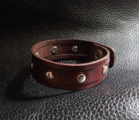 Gelang pria wanita metal studs kulit asli vegtan