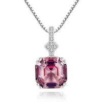 Rectangle Nano Morganite Jewelry 925 Sterling Silver Necklace &amp; Pendants For Ladies Christmas Party Gift Fine Jewelry