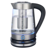 110V 1500W 2.5L Blue Glass Electric Kettle with Filter