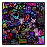 50 Pcs Bike Neon Lights Stickers Fashion Funny Luggage Mobile Phone Computer Notebook Decals Decorative Bicycle Frame Stickers