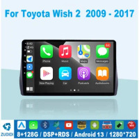 Android 13 AI Voice Car Radio Android Auto Multimedia For Toyota Wish 2 2009-2017 Carplay 4G 2din GPS autoradio No 2 din dvd