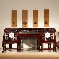 GY Six-Piece Set of Rosewood Middle Hall Rural Living Room Altar a Long Narrow Table Solid Wood Porch in Chinese Antique Style