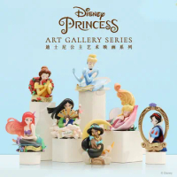 Whole Set Disney Princess Art Gallery Series Action Figure Doll Toys Belle Jasmine Snow White Aurora Ariel Mulan Gifts for Kids