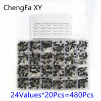 480pcs 24Values TO-92 Transistor Assortment Assorted Kit Each BC327 337 517 547 548 549 2N2222 3906 3904 5401 5551 C945 A1015
