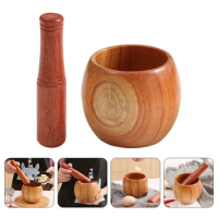 Garlic Jar Pugging Pot Pestle Masher for Mortar Kitchen Gadget Press Wood Wooden Pepper Mill