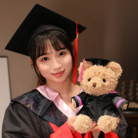 New 1pc 23cm Doctor's Clothing Teddy Bear Doll Plush Toy Small Sitting Bear Doll Boys Girls Students Graduation Gift