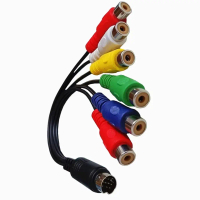 Kabel Audio, 10 Pin S-Video ke 6RCA Penyesuai TV Perempuan, Kabel Komposit, untuk Komputer Riba deng