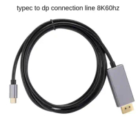 HDTV Aluminum Alloy Video Cord 8K 60Hz 4K 144Hz USB C to DP Cable Type-C to Displayport 1.4 For Laptop PC