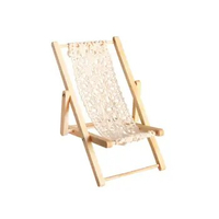Dollhouse Lounge Chair 1:12 Photo Props Bedroom Decors Accessories Wooden Beach Chair Mini Folding Chair recliner Model Toys