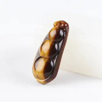 100% Natural Tiger eye stone pendant kidney bean pendant male Women four seasons carved