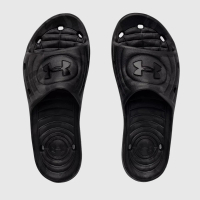 【UNDER ARMOUR】男 運動 拖鞋 一體成型 排水 花紋全黑 Locker Camo