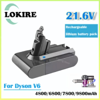 V6 Battery for Dyson, 21.6V 4800/6800/7800/9800mAh Battery for Dyson V6 Vacuum Cleaner DC58,59,62,650,770,880,SV03,04,SV07,SV09