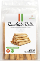 MON2SUN สุนัข Rawhide Rolls Twist Sticks 6.5นิ้ว Dog Chew Treats Chicken Flavor 18 Count For Puppy A