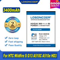 100% Original LOSONCOER 3400mAh BD29100 Battery Mobile Phone For HTC G13 Wildfire S A510e A510C T9292 HD3 HD3s HD7 PG76100 T9292